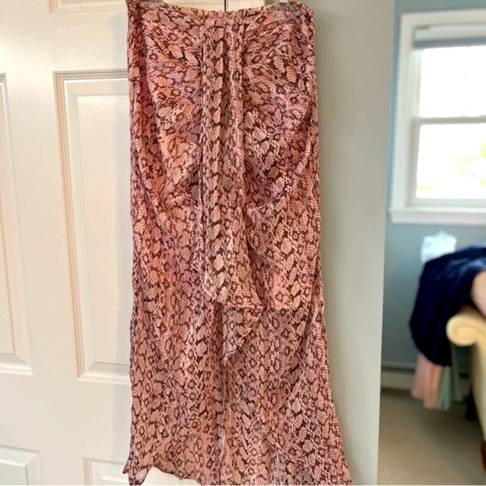 Lulu’s pink multi snake print midi skirt